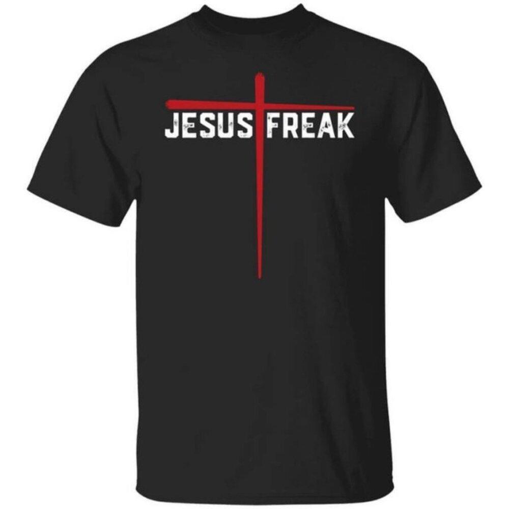 Christian Jesus Freak Red Cross Faith Graphic Religious Quote Unisex T-Shirt